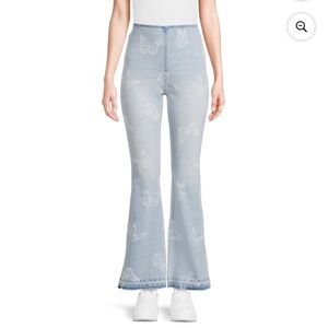 No Boundaries Butterfly Print Flare Jeans